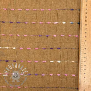 Tessuto di cotone DOBBY CRINKLE Stripe camel