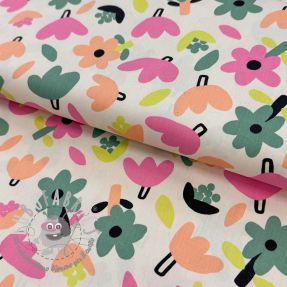 Tessuto di cotone Flowers natural/green by JENNIFER BOURON ORGANIC