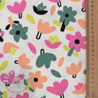 Tessuto di cotone Flowers natural/green by JENNIFER BOURON ORGANIC