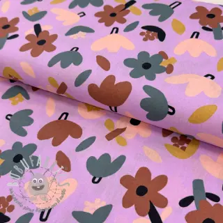 Tessuto di cotone Flowers lavender by JENNIFER BOURON ORGANIC