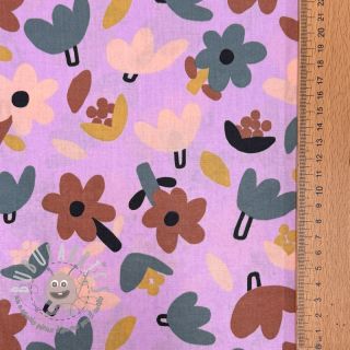 Tessuto di cotone Flowers lavender by JENNIFER BOURON ORGANIC