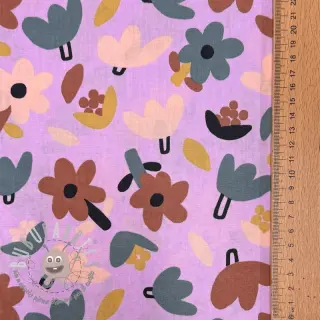 Tessuto di cotone Flowers lavender by JENNIFER BOURON ORGANIC