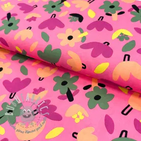 Bavlnená látka Flowers pink by JENNIFER BOURON ORGANIC