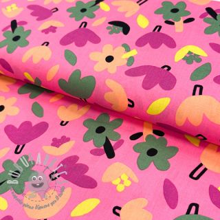 Tessuto di cotone Flowers pink by JENNIFER BOURON ORGANIC