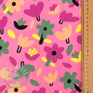 Tessuto di cotone Flowers pink by JENNIFER BOURON ORGANIC