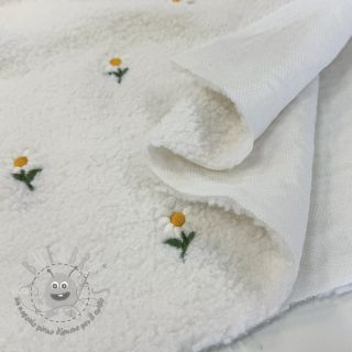 Tessuto per cappotti TEDDY EMBROIDERY Flowers off white