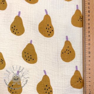 Mussola/Doppia garza Pears ochre by JENNIFER BOURON ORGANIC