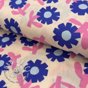 Mussola/Doppia garza Flowers blue by JENNIFER BOURON ORGANIC