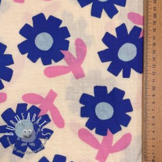 Mussola/Doppia garza Flowers blue by JENNIFER BOURON ORGANIC