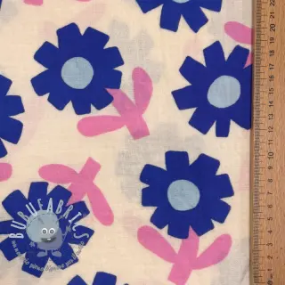 Mussola/Doppia garza Flowers blue by JENNIFER BOURON ORGANIC