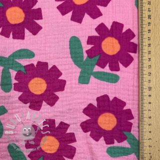 Mussola/Doppia garza Flowers pink by JENNIFER BOURON ORGANIC
