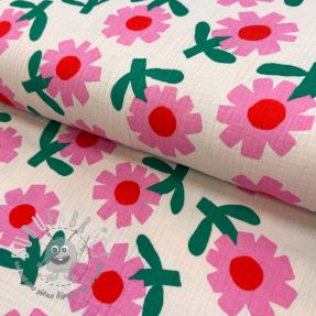 Mussola/Doppia garza Flowers natural/pink by JENNIFER BOURON ORGANIC