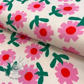 Mussola/Doppia garza Flowers natural/pink by JENNIFER BOURON ORGANIC