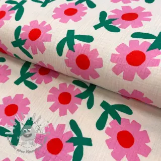 Mussola/Doppia garza Flowers natural/pink by JENNIFER BOURON ORGANIC