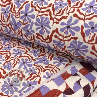 Mussola/Doppia garza STEPPED Flowers natural