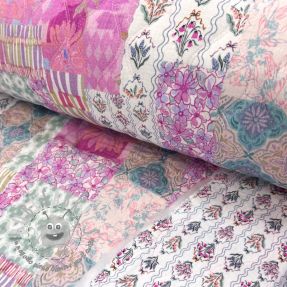 Mussola/Doppia garza STEPPED Flowers light pink digital print