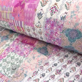 Mussola/Doppia garza STEPPED Flowers light pink digital print