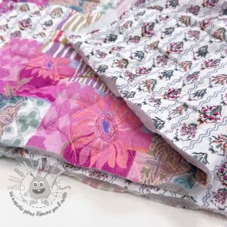 Mussola/Doppia garza STEPPED Flowers light pink digital print