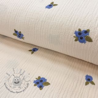 Mussola/Doppia garza EMBROIDERY STRIPED Fruit natural