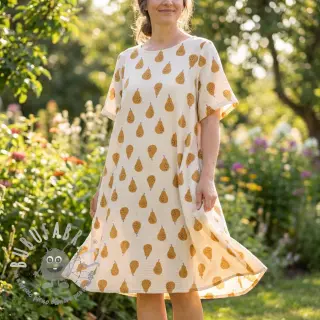 Mussola/Doppia garza Pears ochre by JENNIFER BOURON ORGANIC