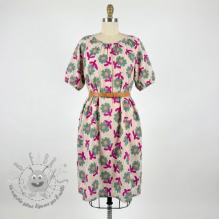 Mussola/Doppia garza Flowers green by JENNIFER BOURON ORGANIC