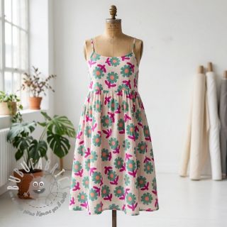 Mussola/Doppia garza Flowers green by JENNIFER BOURON ORGANIC