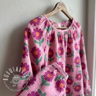 Mussola/Doppia garza Flowers pink by JENNIFER BOURON ORGANIC