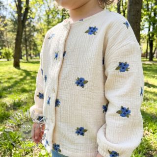 Mussola/Doppia garza EMBROIDERY STRIPED Fruit natural