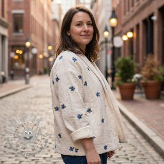 Mussola/Doppia garza EMBROIDERY STRIPED Fruit natural