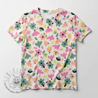 Tessuto di cotone Flowers natural/green by JENNIFER BOURON ORGANIC