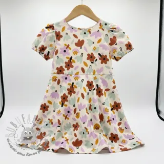 Tessuto di cotone Flowers natural/lavender by JENNIFER BOURON ORGANIC