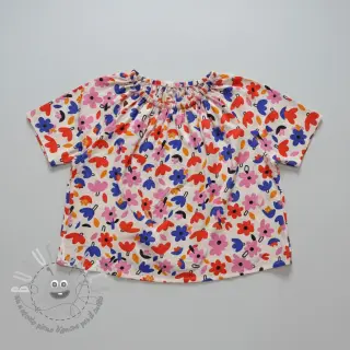 Tessuto di cotone Flowers natural/blue by JENNIFER BOURON ORGANIC