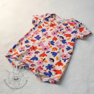 Tessuto di cotone Flowers natural/blue by JENNIFER BOURON ORGANIC