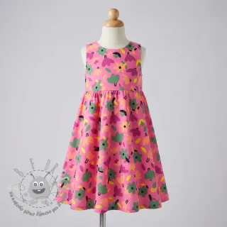 Tessuto di cotone Flowers pink by JENNIFER BOURON ORGANIC