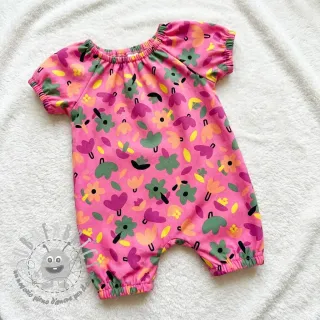Tessuto di cotone Flowers pink by JENNIFER BOURON ORGANIC