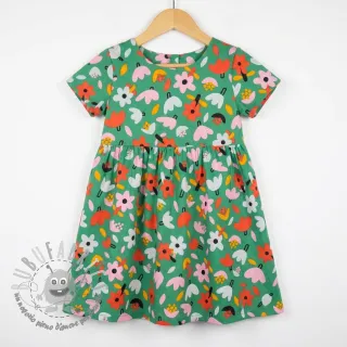 Tessuto di cotone Flowers green by JENNIFER BOURON ORGANIC