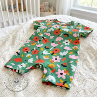Tessuto di cotone Flowers green by JENNIFER BOURON ORGANIC