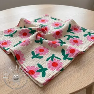 Mussola/Doppia garza Flowers natural/pink by JENNIFER BOURON ORGANIC