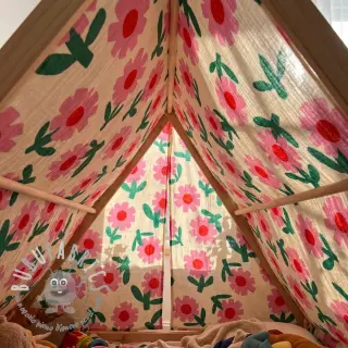 Mussola/Doppia garza Flowers natural/pink by JENNIFER BOURON ORGANIC