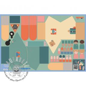 Tessuto di cotone Lets go camping PANEL digital print