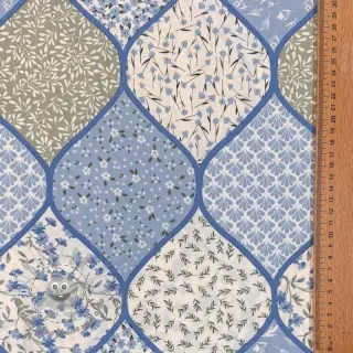 Tessuto di cotone Flowers patchwork baby blue