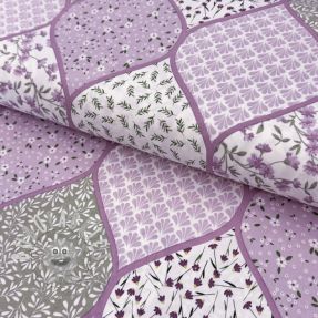 Tessuto di cotone Flowers patchwork lilac
