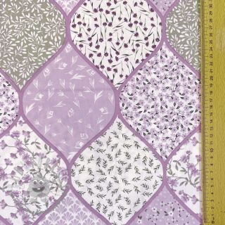 Tessuto di cotone Flowers patchwork lilac