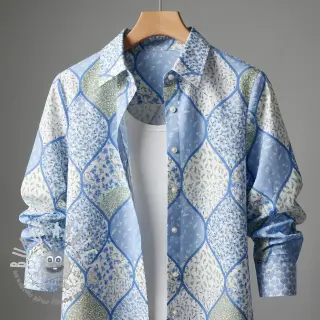 Tessuto di cotone Flowers patchwork baby blue