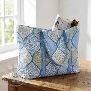 Tessuto di cotone Flowers patchwork baby blue