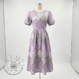 Tessuto di cotone Flowers patchwork lilac