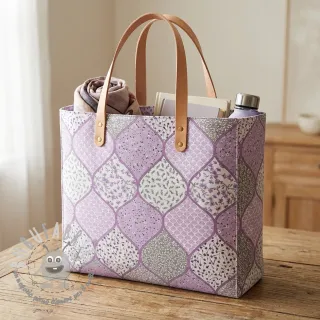 Tessuto di cotone Flowers patchwork lilac