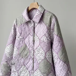 Tessuto di cotone Flowers patchwork lilac
