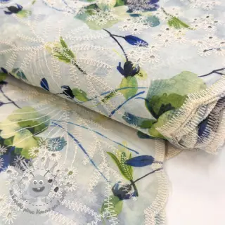 Tessuto in cotone con una miscela EMBROIDERY Rose green
