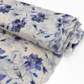 Tessuto in cotone con una miscela EMBROIDERY Rose blue